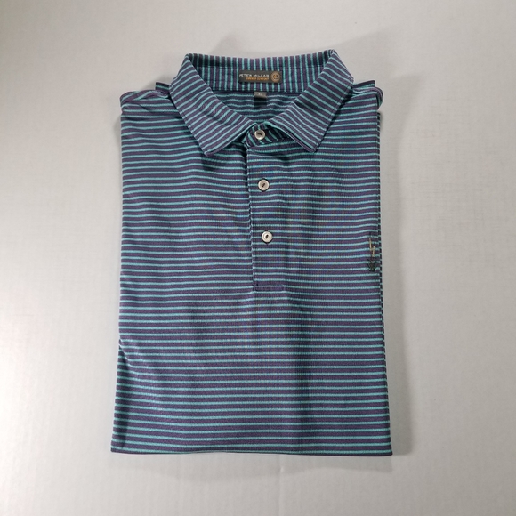 Peter Millar Summer Comfort Golf Polo Size XL Polo Shirt Blue Purple Men Patch - Picture 1 of 9